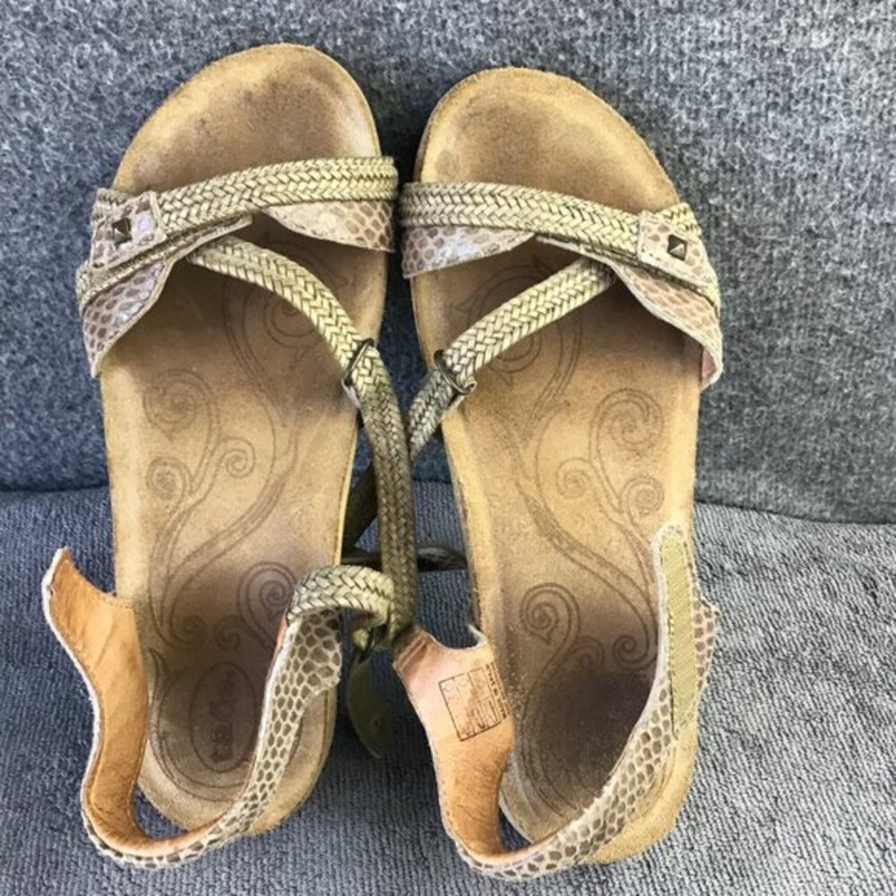TAOS Trulie Snake Print Tan Leather Open‎ Toe Ankle Strap Sandals EU 37|US 6-6.5 - Picture 10 of 12